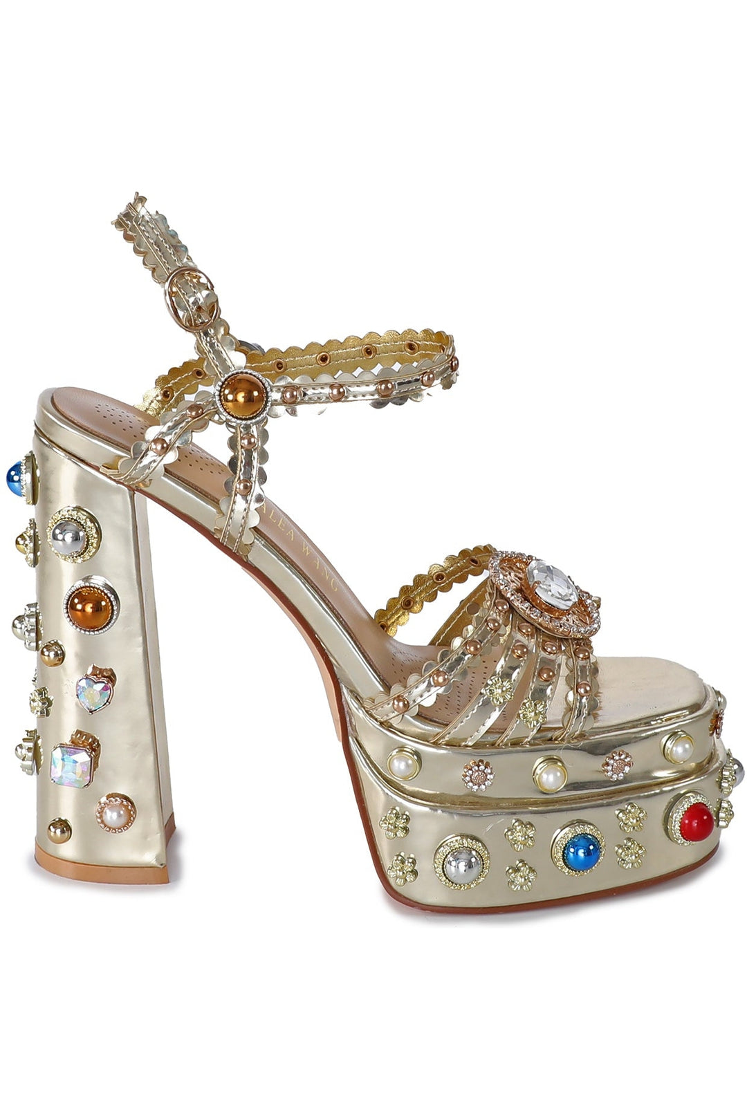 Jeweled Chunky Platform Sandal | Gold Metallic