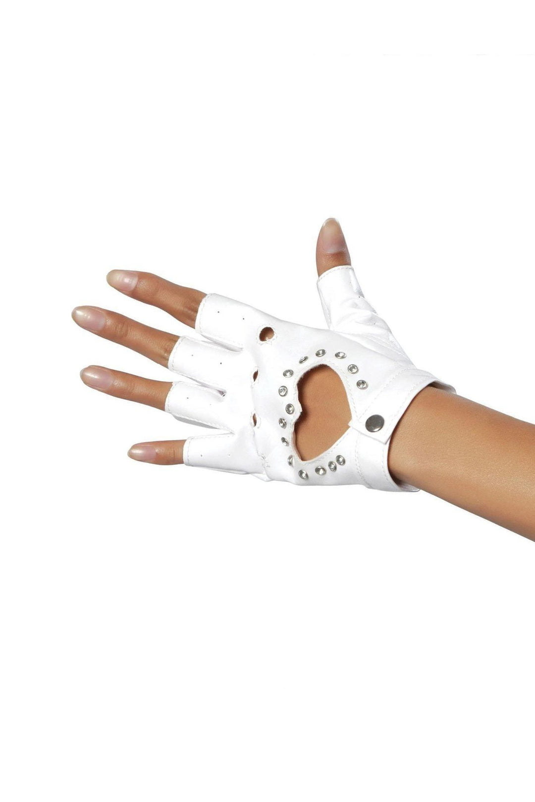 Roma Costumes Roma Glove w/Cut Out Heart and Stones in White  from SexyShoes.com