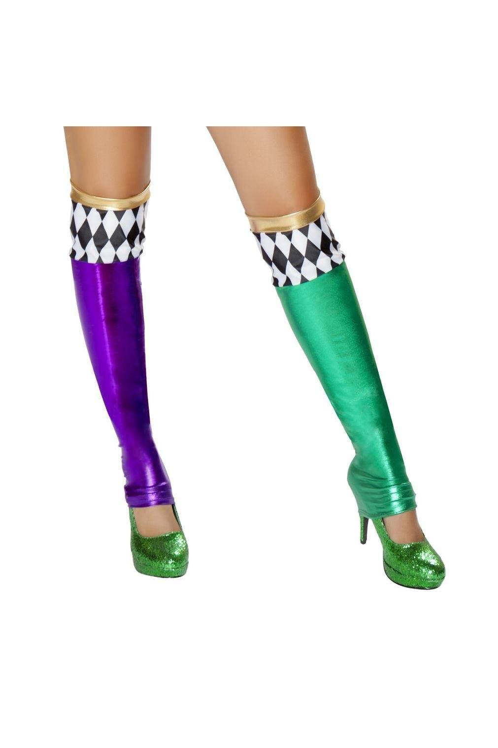 Roma Costumes Roma Green/Purple Jester Leggings Costume in Green  from SexyShoes.com