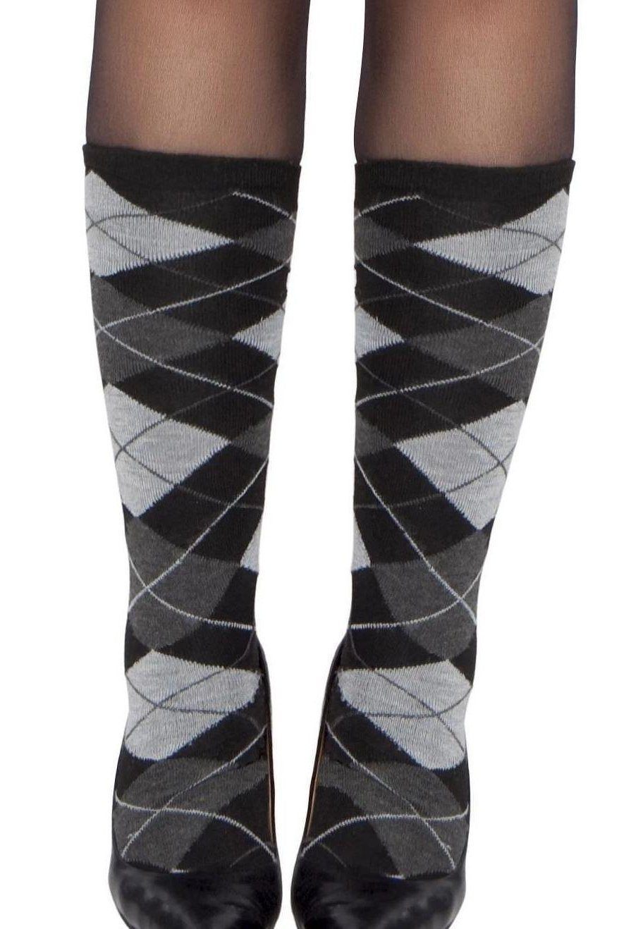 Roma Grey Argyle Stocking-SEXYSHOES.COM