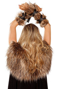 Roma Pair of Faux Fur Viking Arm Cuffs with Strap Detail