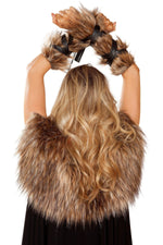 Roma Pair of Faux Fur Viking Arm Cuffs with Strap Detail