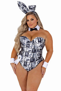Playboy Bunny Plus Size Cover Girl Corset Costume-Playboy Costumes-SEXYSHOES.COM