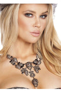 Roma Rhinestone Skeleton Skull Necklace