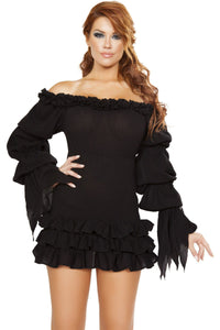 Roma Costumes Roma Ruffled Pirate Dress with Sleeves & Multi Layered Skirt Costume in Black  from SexyShoes.com