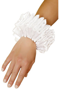 Roma Costumes Roma Ruffled Wrist Cuffs in White  from SexyShoes.com