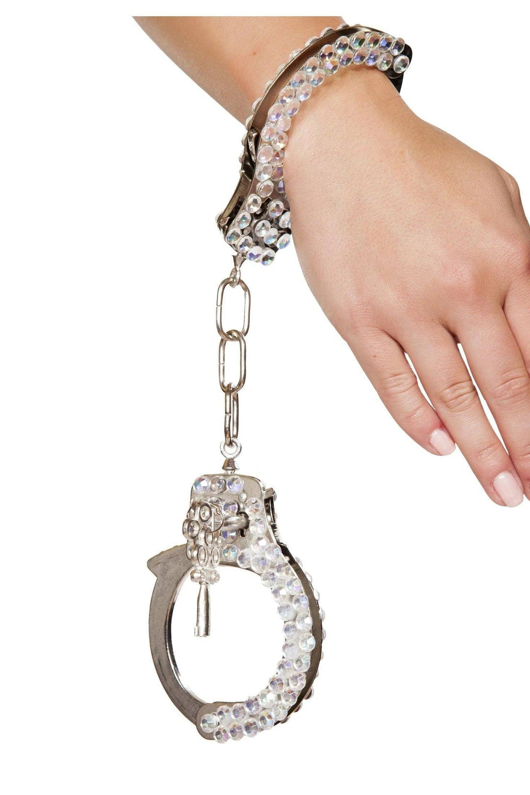 Roma Silver Handcuffs with Rhinestones-SEXYSHOES.COM