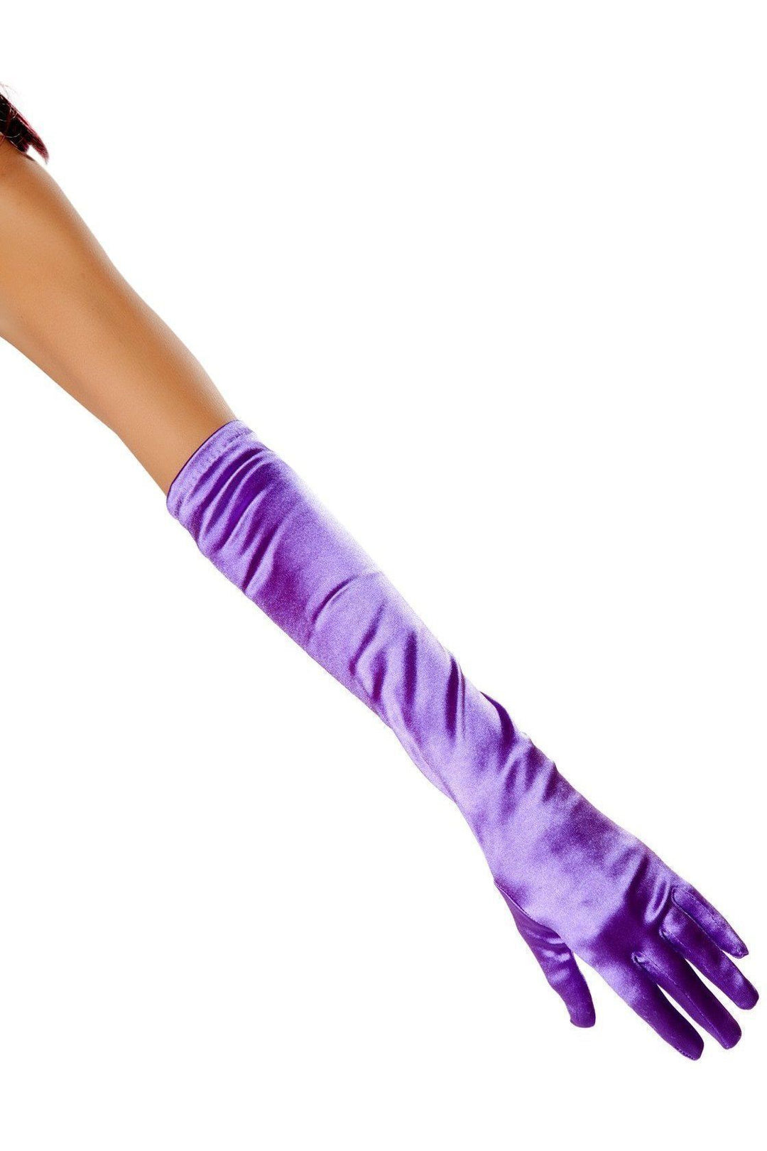 Roma Costumes Roma Stretch Satin Gloves in Purple  from SexyShoes.com