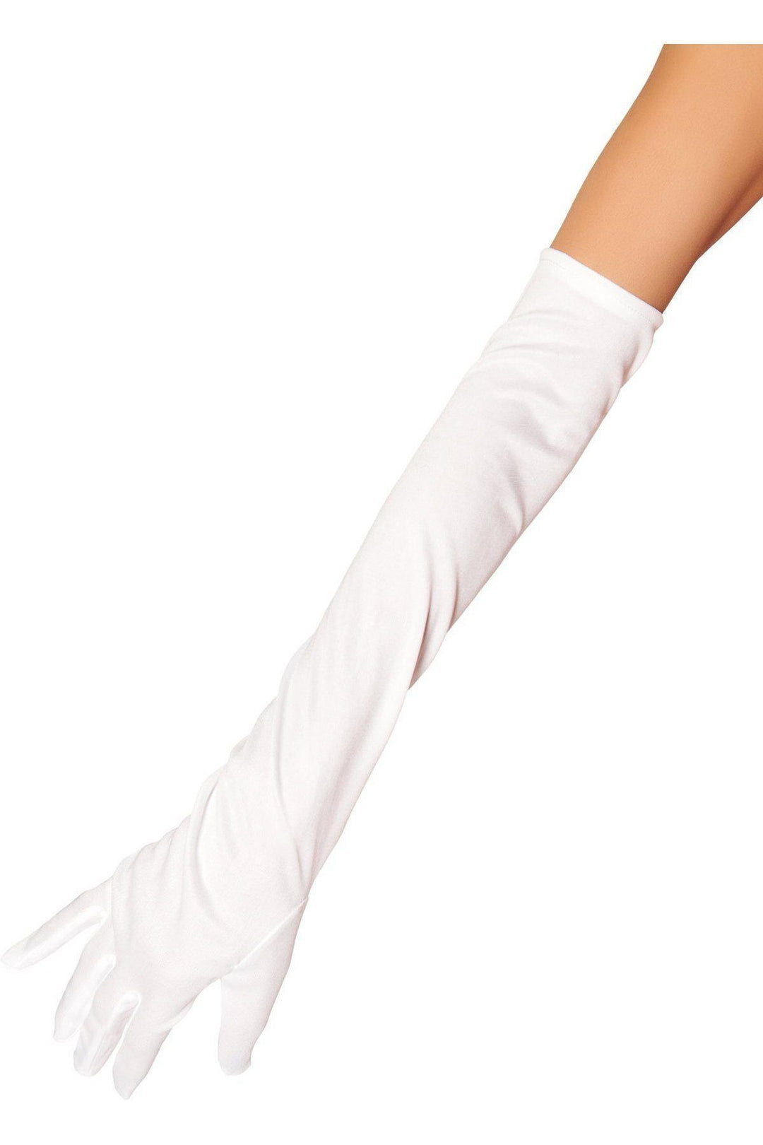 Roma Costumes Roma Stretch Satin Gloves in White  from SexyShoes.com