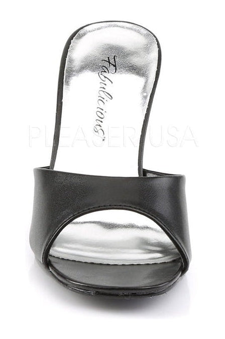 ROMANCE-301-2 Slide | Black Faux Leather