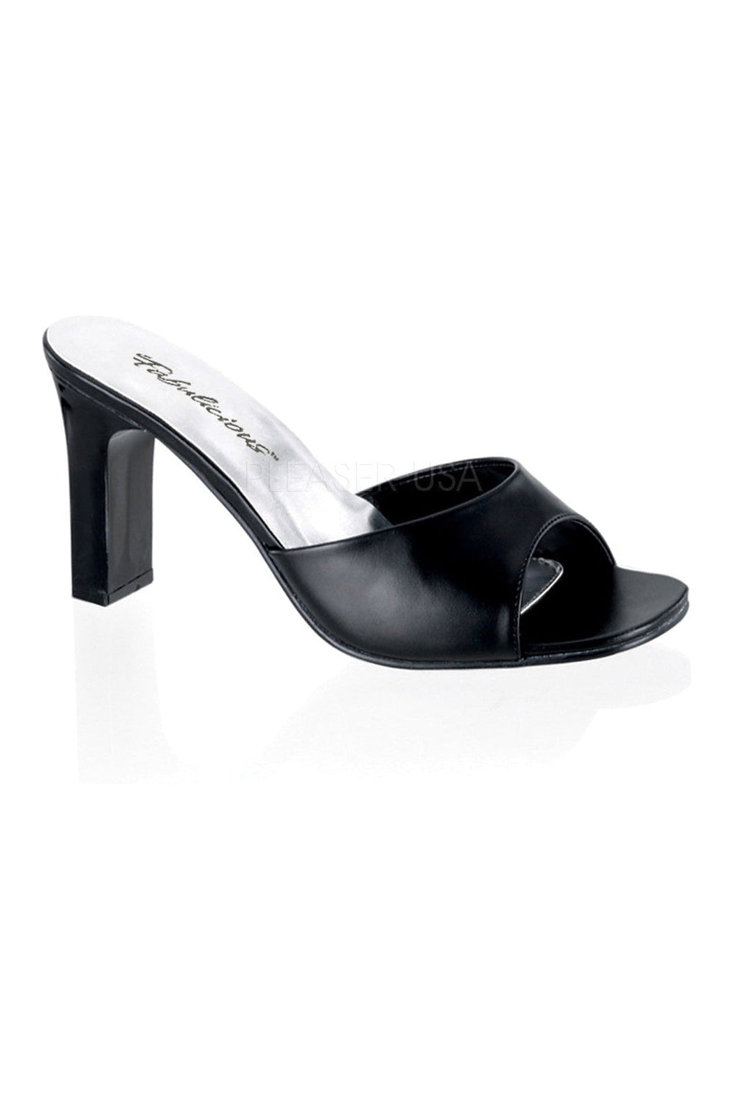 Fabulicious ROMANCE-301-2 Slide in Black Faux Leather from SexyShoes.com