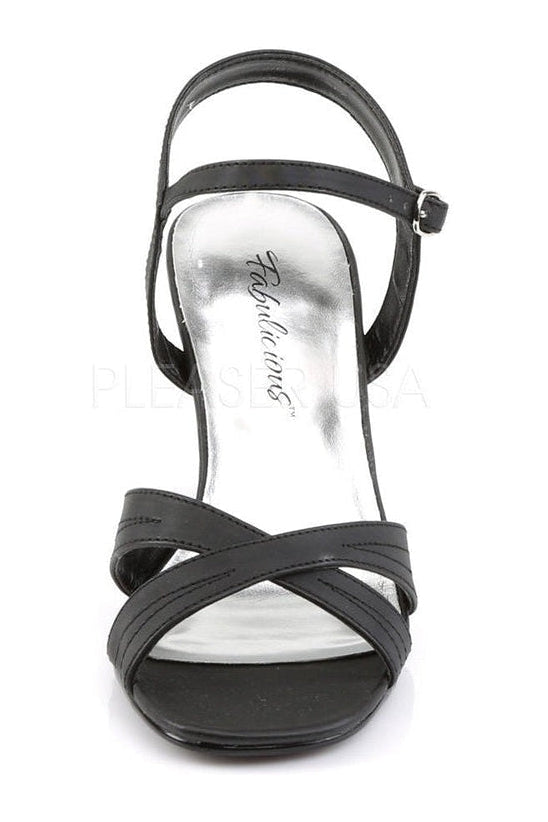 ROMANCE-313 Sandal | Black Faux Leather