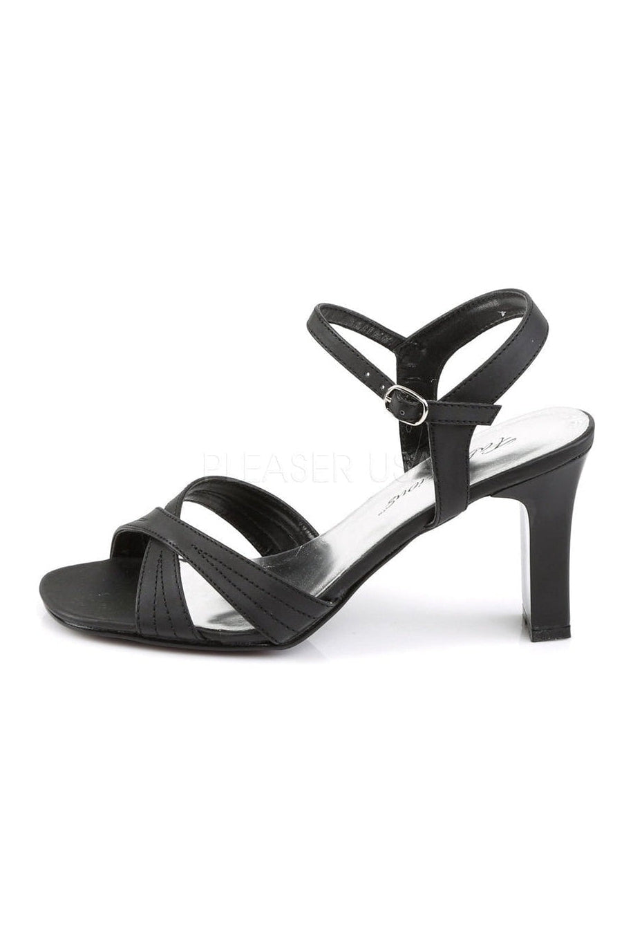Fabulicious ROMANCE-313 Sandal in Black Faux Leather