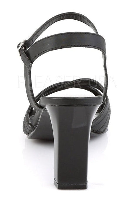 ROMANCE-313 Sandal | Black Faux Leather-Fabulicious-Sandals-SEXYSHOES.COM