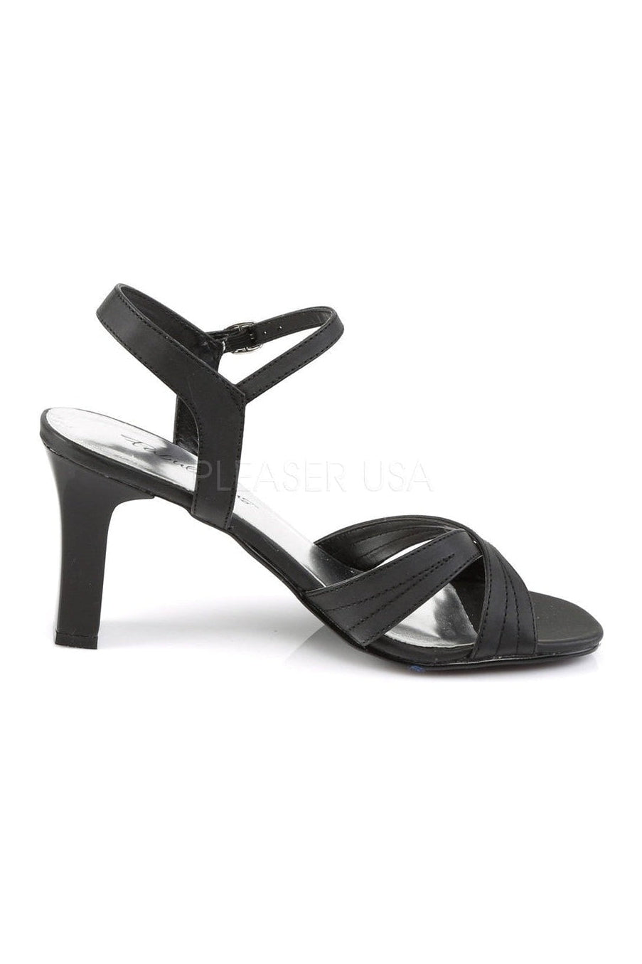 Fabulicious ROMANCE-313 Sandal in Black Faux Leather