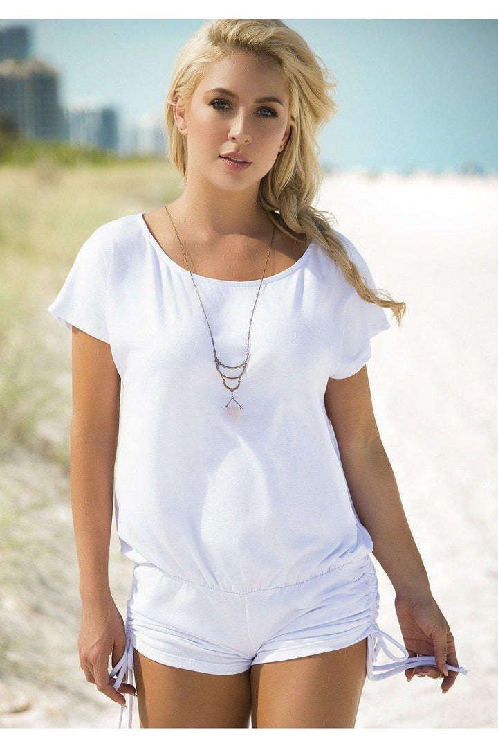 Romper with Drawstring on the Sides | White-Mapale-SEXYSHOES.COM