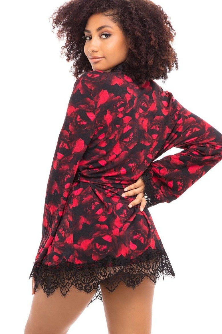 Rose Print Jersey Robe-Robes-Oh La La Cheri-SEXYSHOES.COM