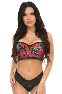 Daisy Corsets Rose Print Short Bustier in Red  from SexyShoes.com