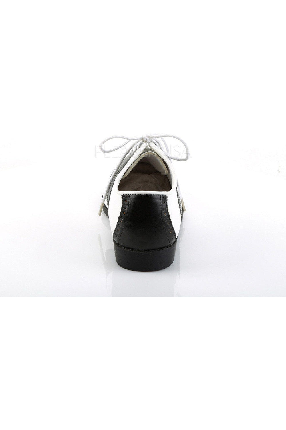 SADDLE-50 Saddle | Black Faux Leather-Funtasma-Saddle Shoes-SEXYSHOES.COM