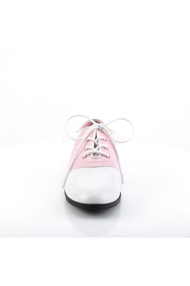 SADDLE-50 Saddle | Pink Faux Leather-Funtasma-Saddle Shoes-SEXYSHOES.COM