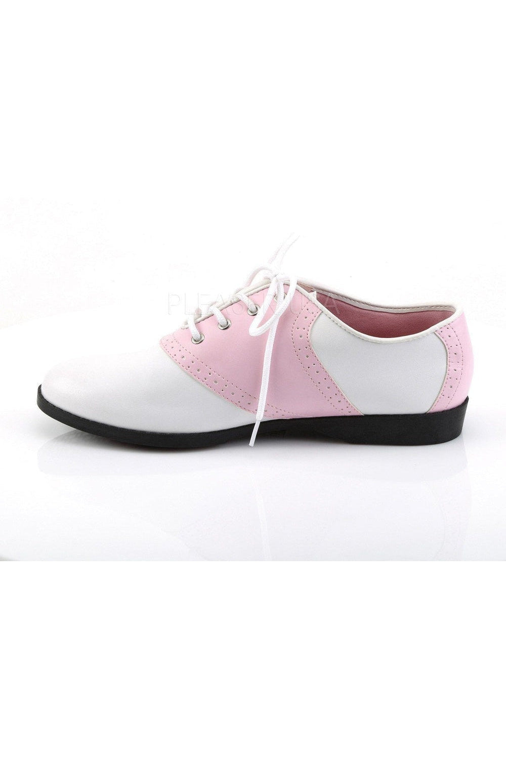 SADDLE-50 Saddle | Pink Faux Leather-Funtasma-Saddle Shoes-SEXYSHOES.COM