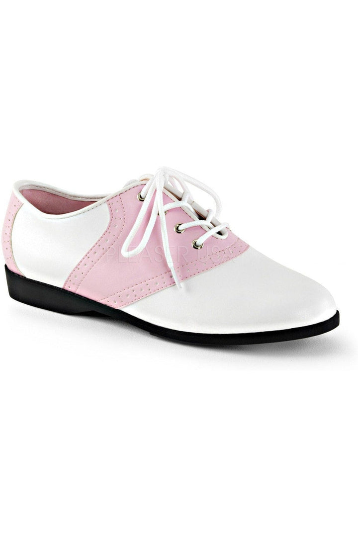 SADDLE-50 Saddle | Pink Faux Leather-Funtasma-Pink-Saddle Shoes-SEXYSHOES.COM