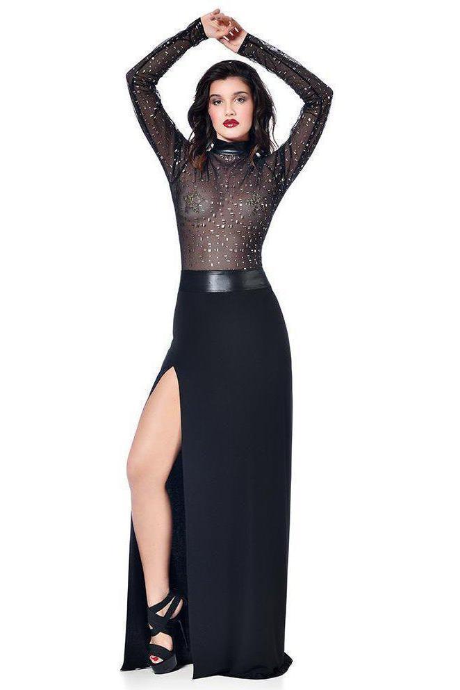 Les P'Tites Folies Saphir Fetish Skirt in Black Lycra