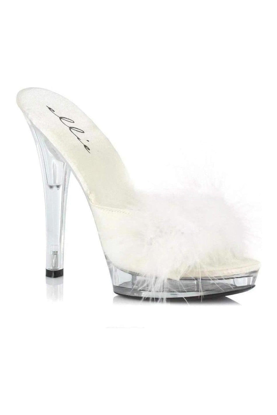 Ellie Shoes SASHA Marabou in White Satin from SexyShoes.com