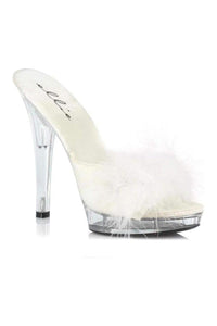 Ellie Shoes SASHA Marabou in White Satin from SexyShoes.com