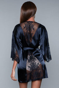BeWicked Satin and Lace Robe in Black 