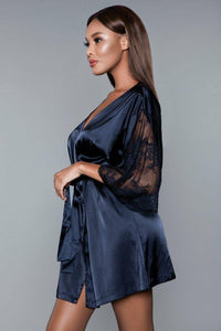 BeWicked Satin and Lace Robe in Black 