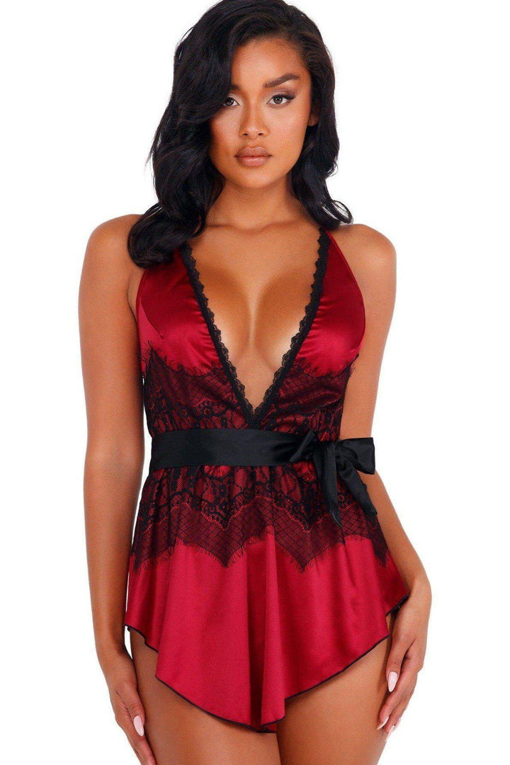 Satin Babydoll with Lace-Babydolls-Roma Confidential-SEXYSHOES.COM
