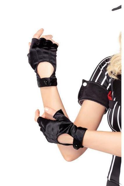 Leg Avenue Brand SATIN MOTORCYCLE GLOVES Black in Black  from SexyShoes.com