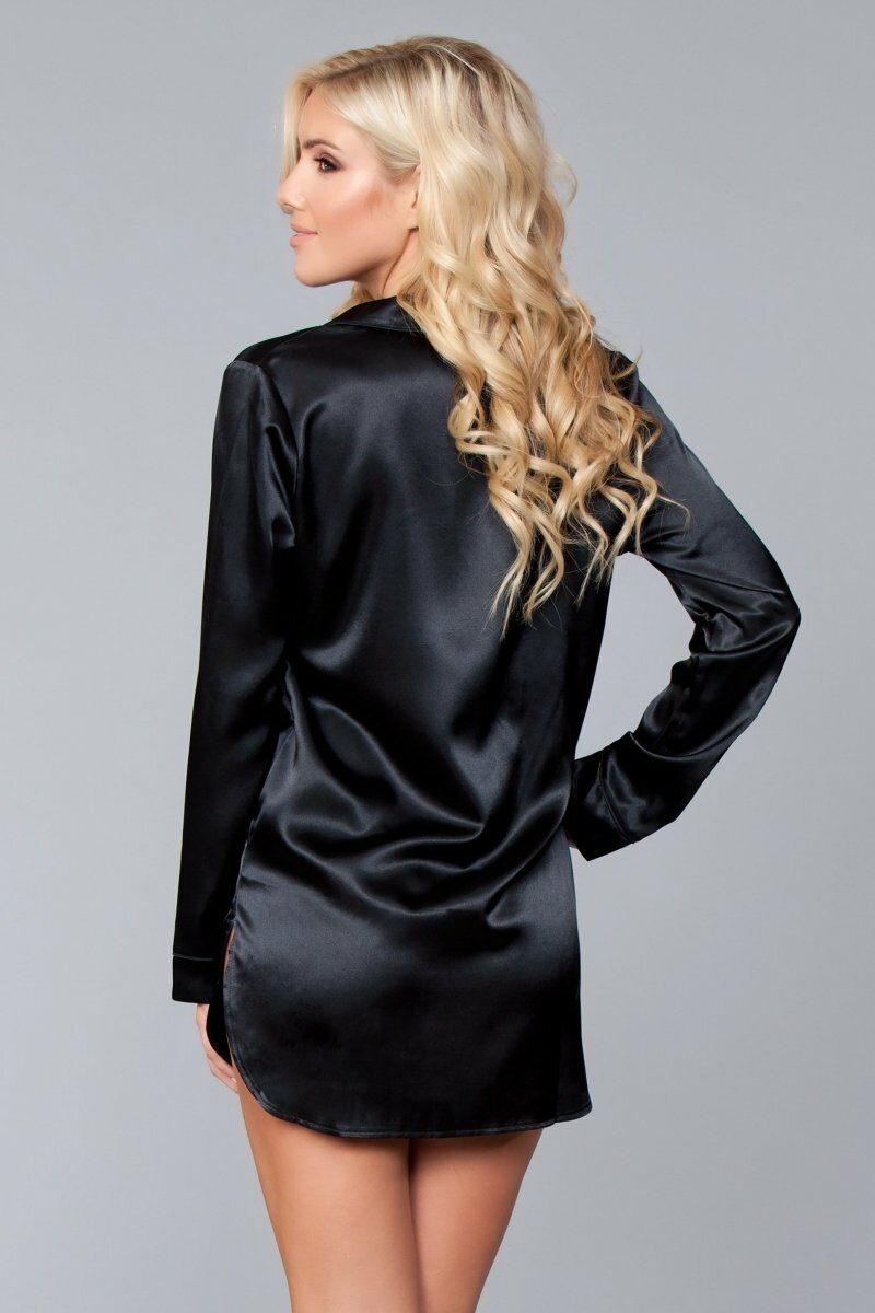 BeWicked Satin Sleepshirt in Black 