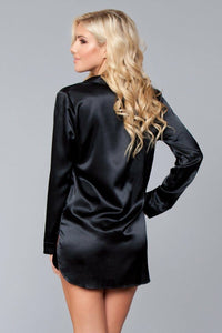 BeWicked Satin Sleepshirt in Black 