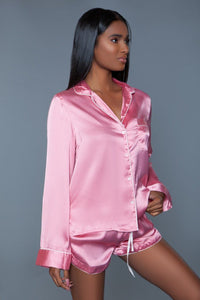 BeWicked Satin Sleepwear Set in Pink 
