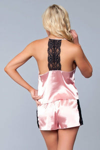 BeWicked Satin Sleepwear Set in Pink 