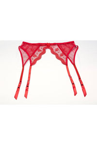 Intimate Attitudes Scalloped Embroidered Garter belt in Red 