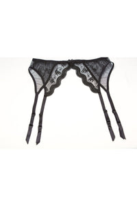 Intimate Attitudes Scalloped Embroidered Garter belt in Black  from SexyShoes.com