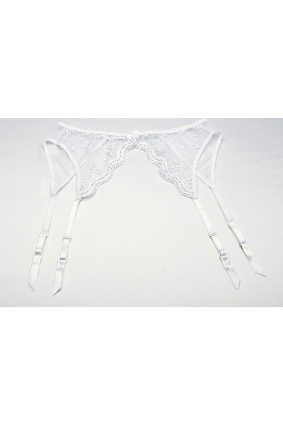 Intimate Attitudes Scalloped Embroidered Garter belt in White  from SexyShoes.com