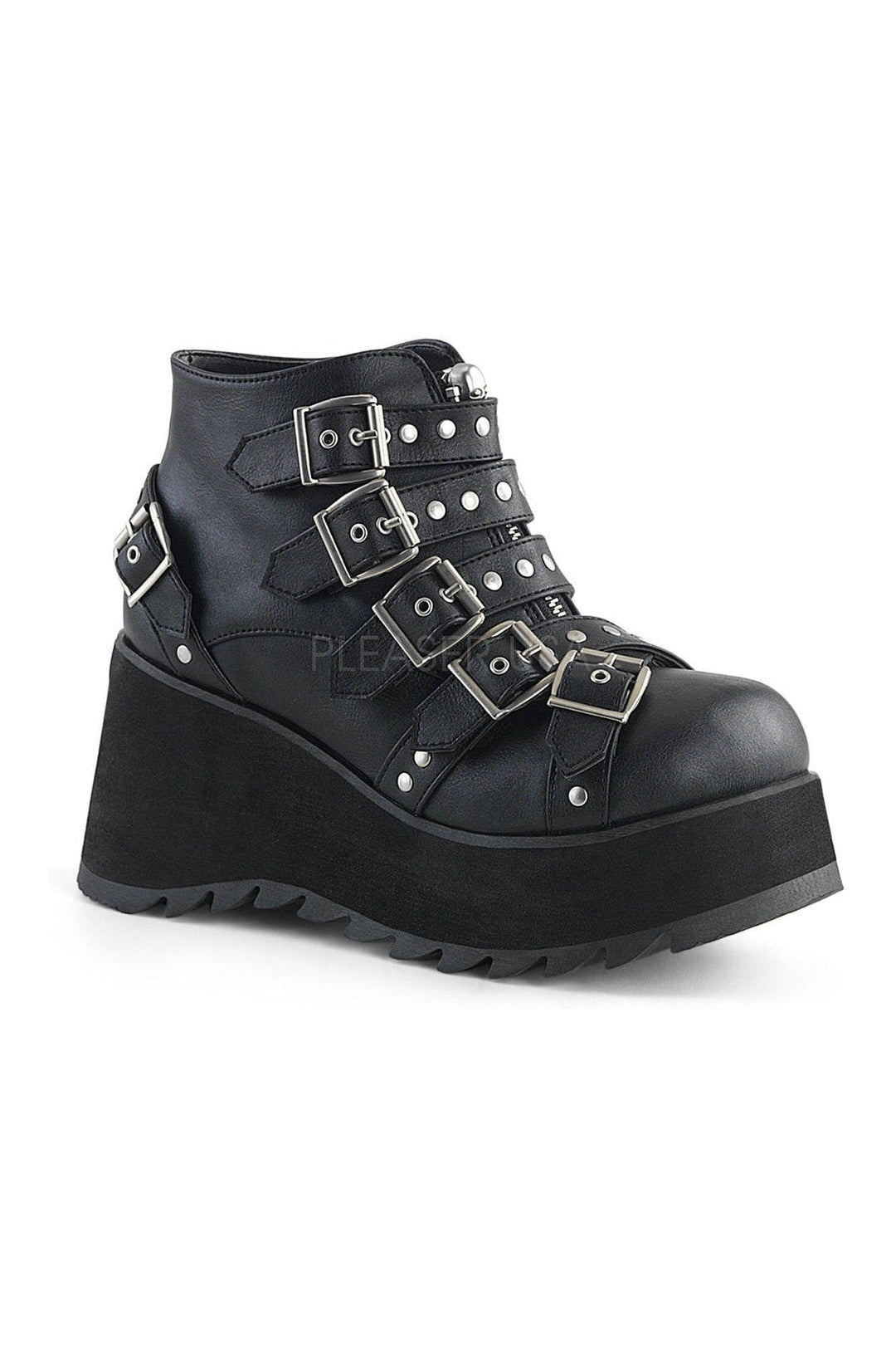 SCENE-30 Demonia Wedge | Black Faux Leather-Demonia-Black-Ankle Boots-SEXYSHOES.COM
