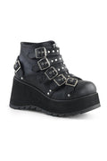 SCENE-30 Demonia Wedge | Black Faux Leather