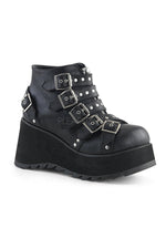 SCENE-30 Demonia Wedge | Black Faux Leather