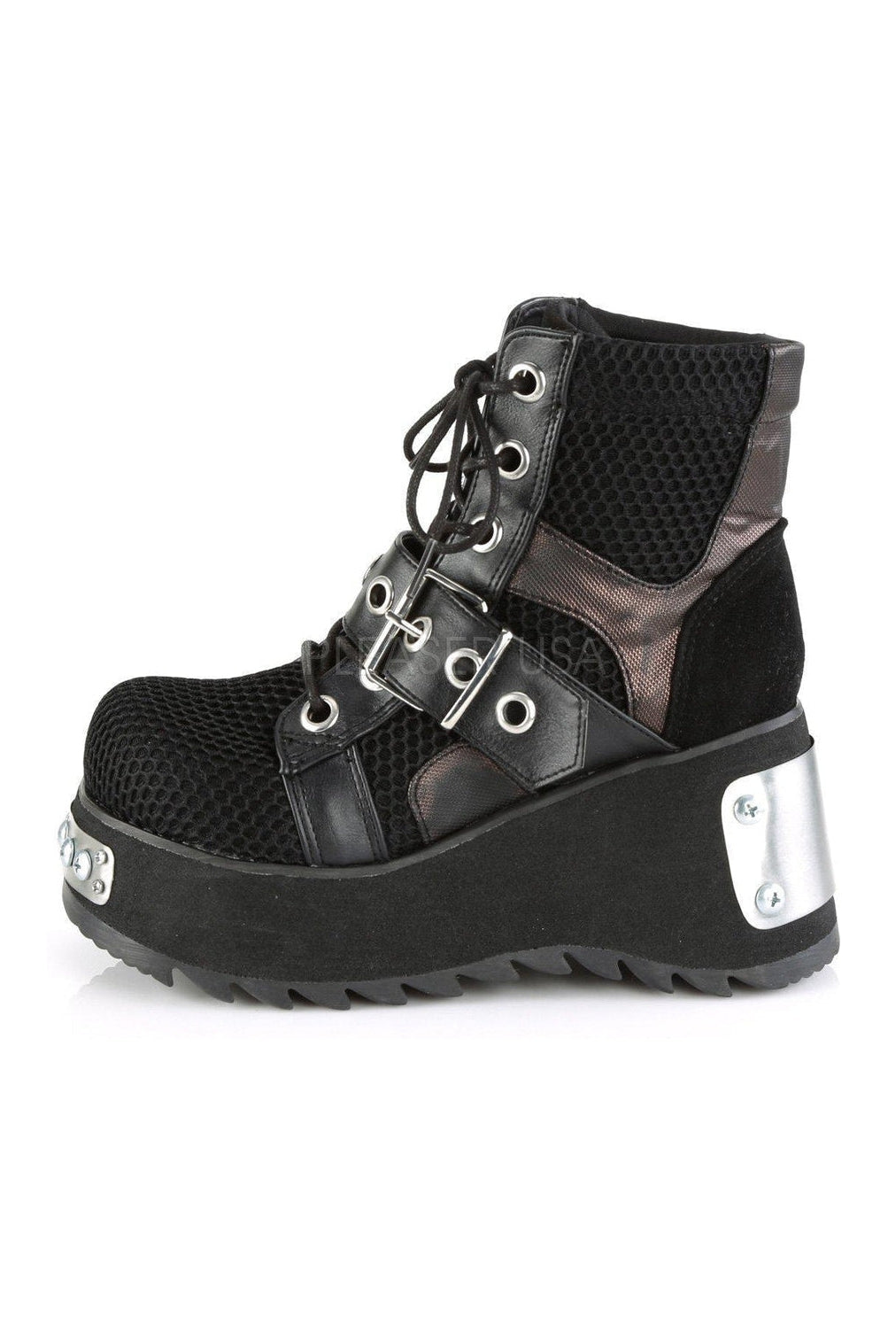 Demonia SCENE-53  Platform Boot in Black Fabric