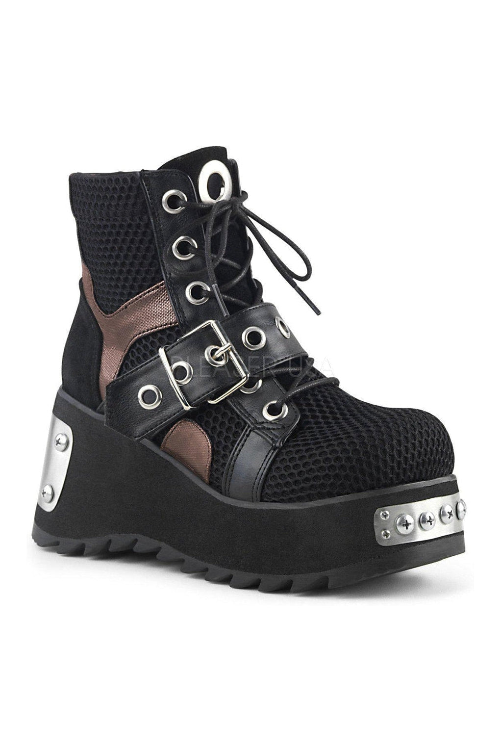 SCENE-53 Demonia Platform Boot | Black Fabric-Demonia-SEXYSHOES.COM