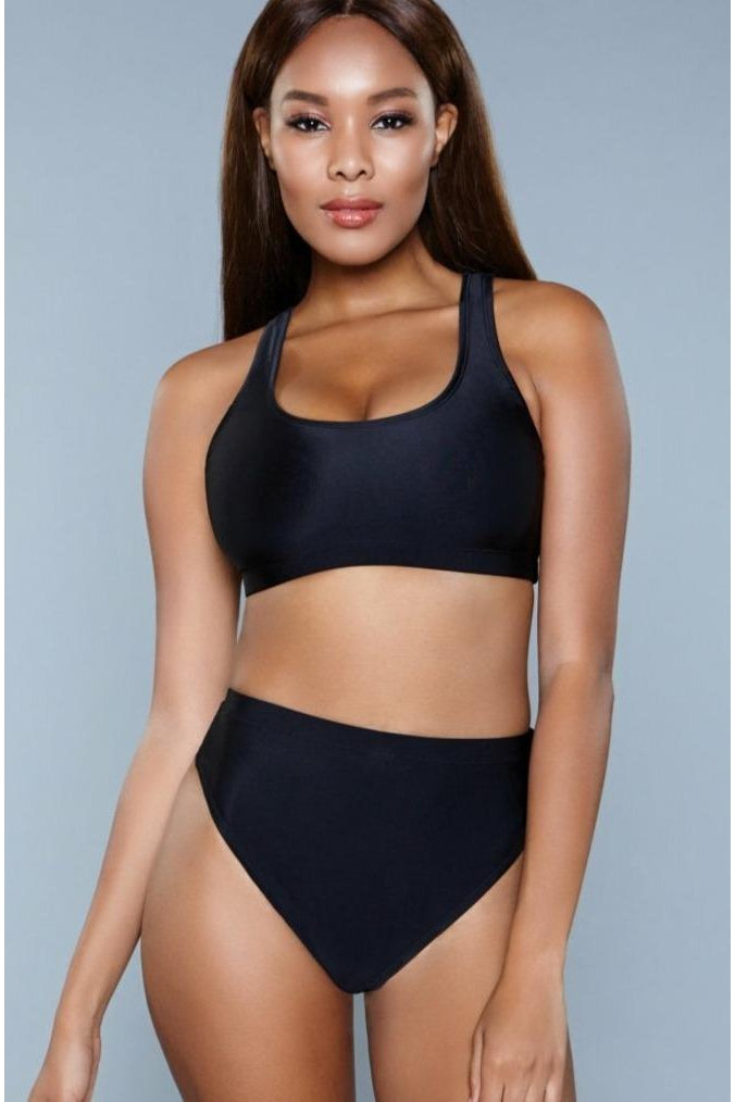 BeWicked Scoop Neck Crop Top 2 Piece Set in Black  from SexyShoes.com