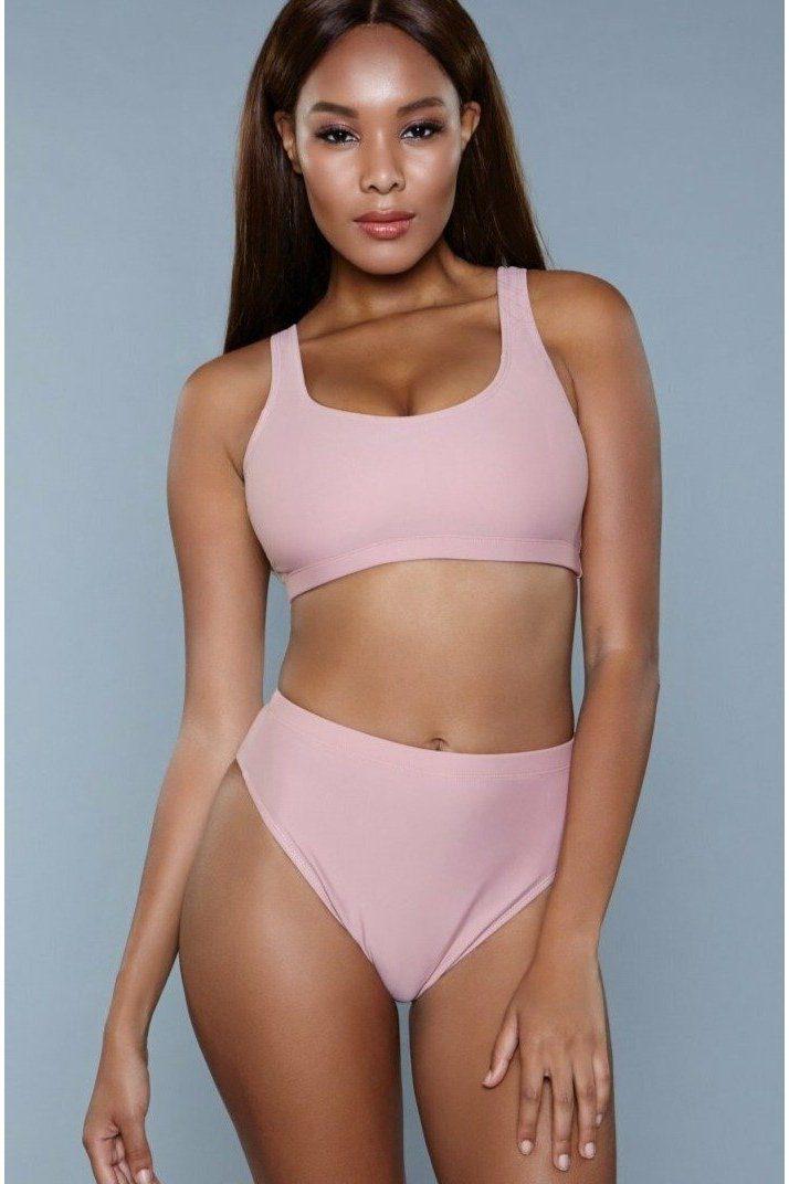 Scoop Neck Crop Top 2 Piece Set-Dancewear Sets-BeWicked-Pink-XS-SEXYSHOES.COM