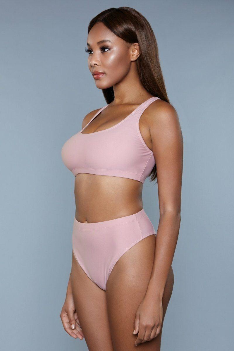 BeWicked Scoop Neck Crop Top 2 Piece Set in Pink 