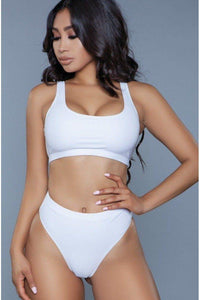 BeWicked Scoop Neck Crop Top 2 Piece Set in White  from SexyShoes.com
