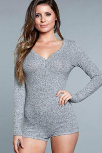 BeWicked Scoop Neck Sleep Romper in Grey  from SexyShoes.com